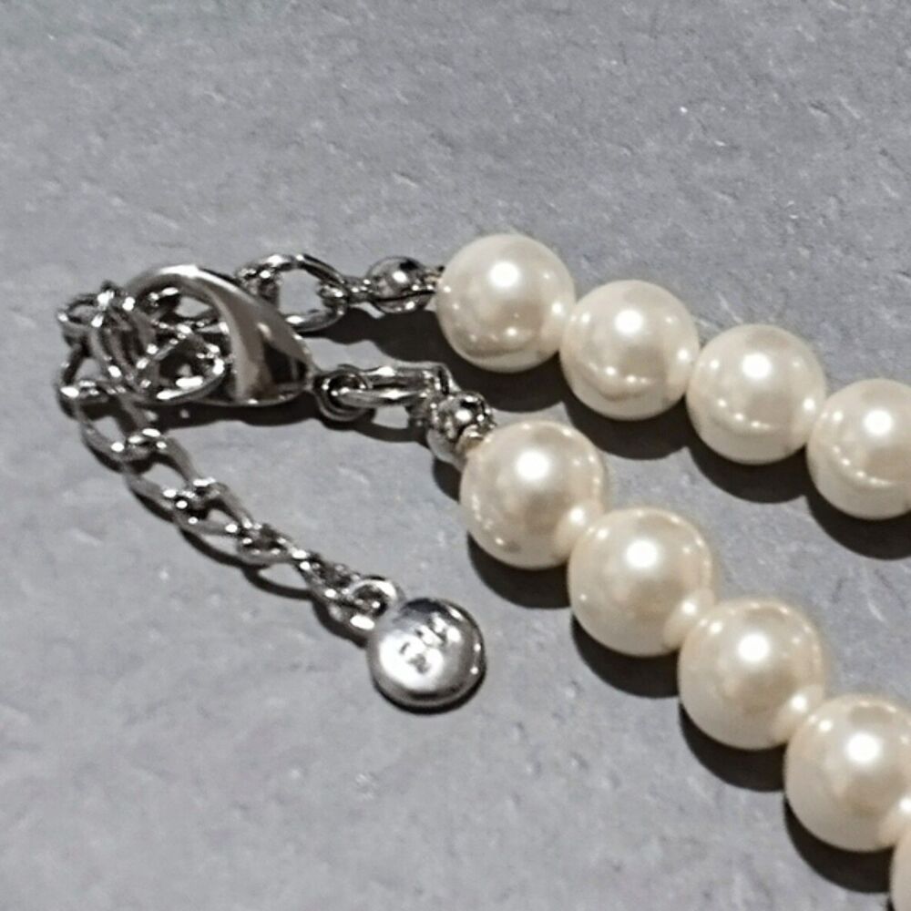 Signed SU Faux Pearl Necklace with Crystal Pearl Enhancer Pendant - Picture 7 of 7